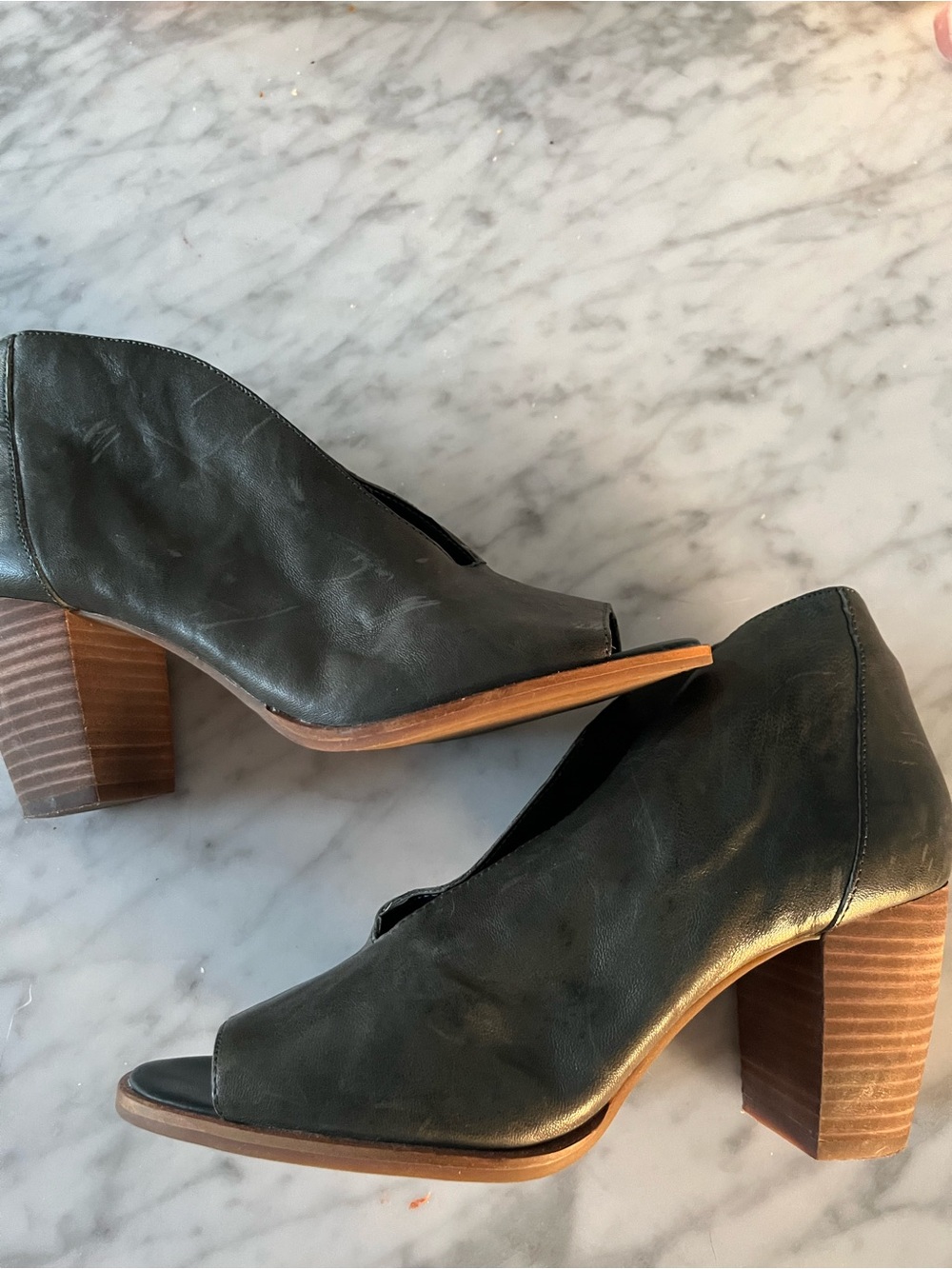 Lucky Brand Open-Toe Stacked Heel Booties Joal